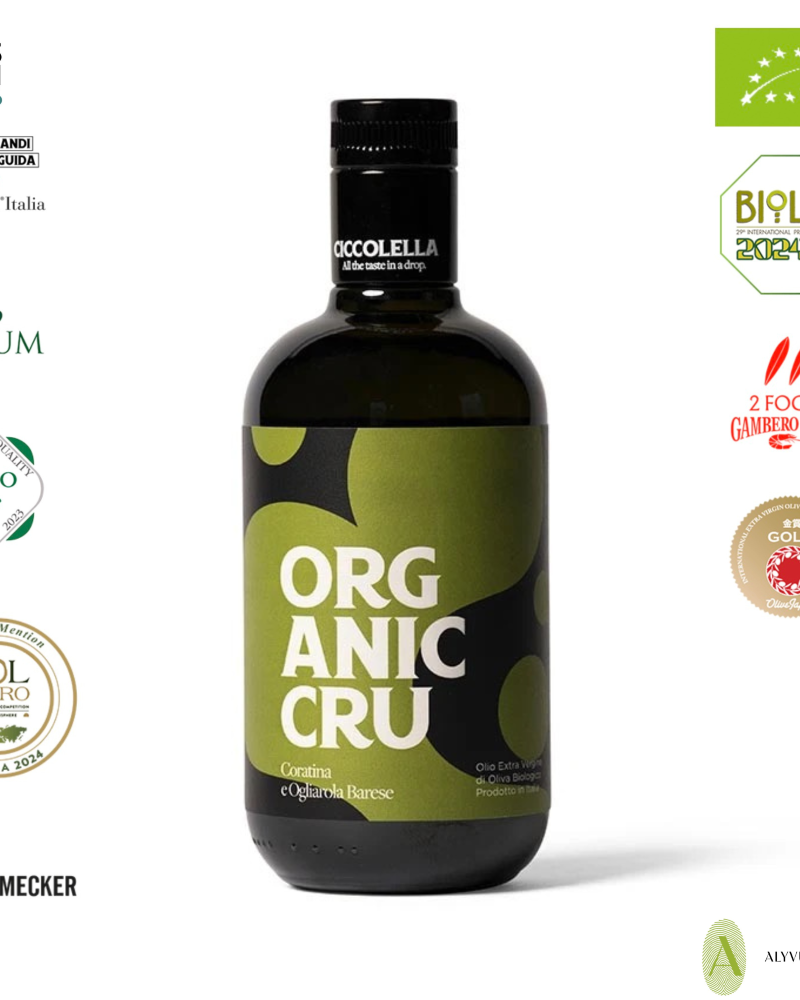 Organic Cru – Ekologiškas ypač tyras alyvuogių aliejus (Coratina & Ogliarola Barese) 250 ml